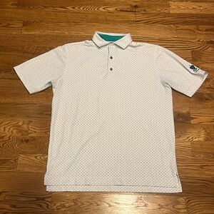 Men's FootJoy White Polka Dot Polo Shirt L